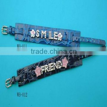 New style Pu leather bracelet with DIY slide letter bracelet strap
