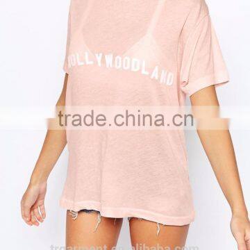 Hollywood pink t-shirts loose girl dress design for women daily wears supplier