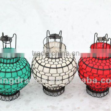 Chinese antique iron& paper white/green/red small round lantern lamp