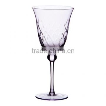 Red Wine Glass with light purple color spraying and cutting