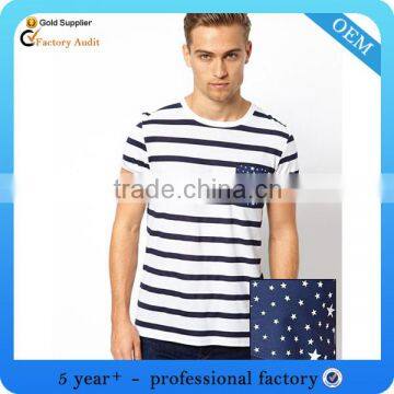 100% cotton mens stripe t-shirt