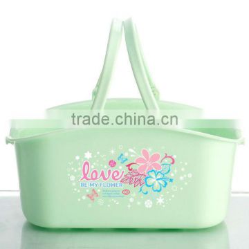 wholesale high grade small size plastic basket with handle ,palstic laundry basket , plastic storage basket ,promotion items