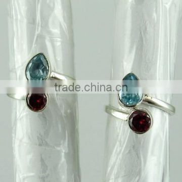 New Design Shiny Sky Blue_Red CZ 925 Sterling Silver Toe Ring, Silver Jewelry Wholesaler, Sterling Silver Jewelry