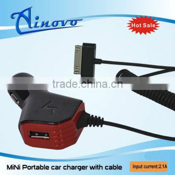 hot selling Car charger with helical cable for iphone car charger with cable,car charger for dsi