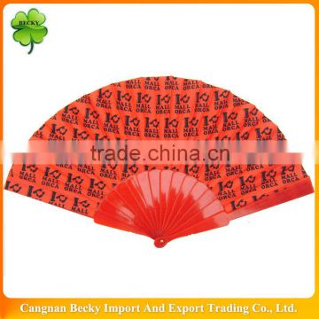 2014 High quality hand fan with red ribs for advertisement promotion use