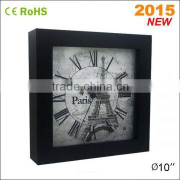 2016 new design black MDF wall clock designs (10SF03BL-147)