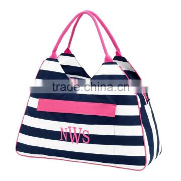 wholesale boutique monogrammable Prep Stripe Beach Bag