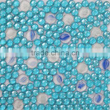 JY-G-89 Bule Coloured glaze mosaic Flat bead mosaic sheet swimming pool covering mosaic