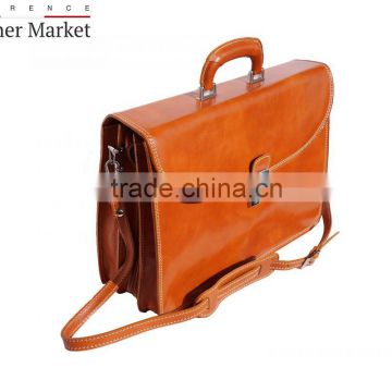 Leather briefcase 3 compartments handbags italian bags genuine leather florence leather fashion