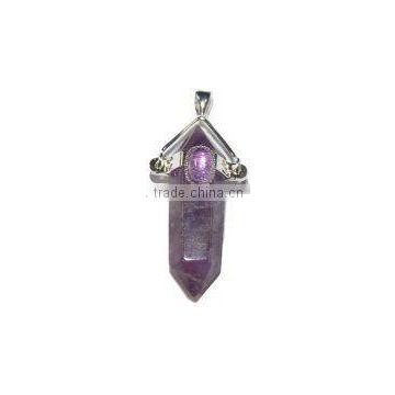 Amethyst Double Point Pendant with additional Gemstone