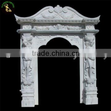 Hand carved white marble entry way