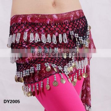 Tribal printed crochet beaded belly dancing hip scarf belly dance hip belt
