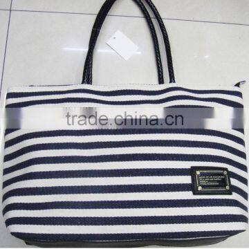 Fashion Lady hot popular stripe canvas shoulder cotton bag