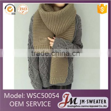 Latest Design Plain Color Knitted Lady Winter Thick Warm Blanket Scarf