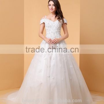 A-line Wedding Dress Little White Dress Off-the-shoulder Lace Bridal gown P057