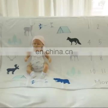 Personalized Flannel Fleece Newborn Photo Props Baby Milestone Blanket