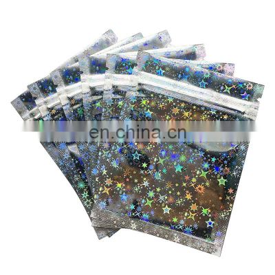 Holographic Laser Aluminum Plating Star Zip Lock Bag Reusable Snack Storage Pouch