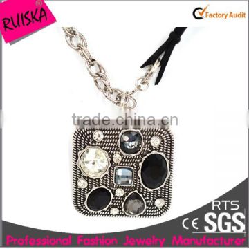 High Quality Cool Design Square Punk Necklace With Different Stone