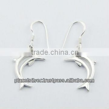 925 Silver Dangle Earrings Jumping Dolphins