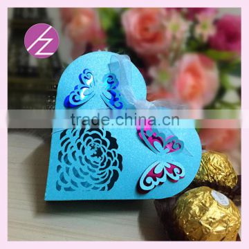 Personal customized colorful love heart shape with butterfly and rose design european wedding favor and gift box with ribbion                        
                                                                                Supplier's Choice