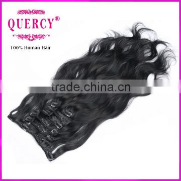 Top grade 100g 20inch virgin Indian hair 1B clip in layer hair extension