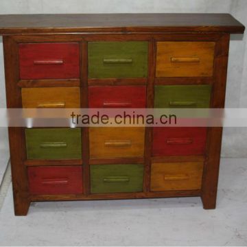 Chinese Antique colorful cabinet with colorful drawers