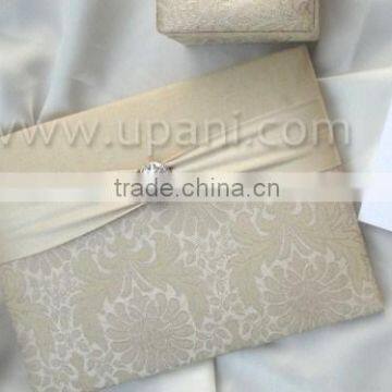 Pure brocade silk wedding Invitation folio