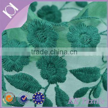 100% Polyester 3D printer organza fabric with multicolor embroidery flower