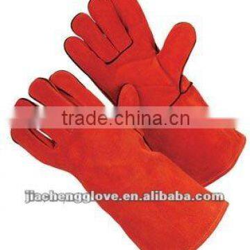 JS4014R Cow Split Leather Welding Glove,Safety Glove,long welding gloves