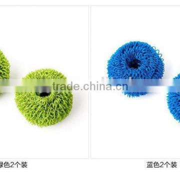 Polyester fiber scourer in red/green /yellow ,spiral scourer/kitchen cleaning tool/ factory item