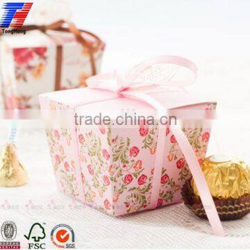 Custom exquisite wedding paper box with ribbon wholesale