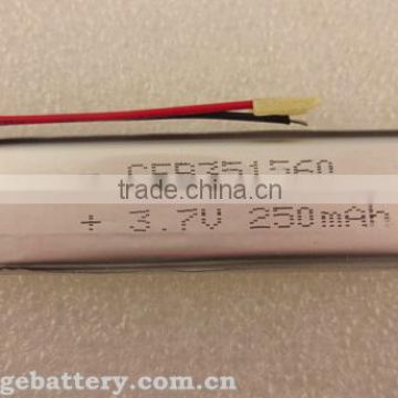 GEB351560 3.7v 250mah lipo rechargeable Lithium Ion Polymer battery