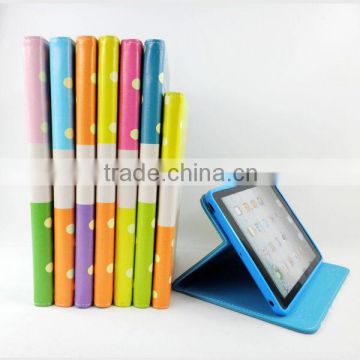 Colorful dot leather original smart cover case for apple for ipad 2 3 4 tablet case wholesale