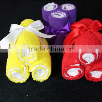 Muti- color 30*30cm face towels with rope wholesale