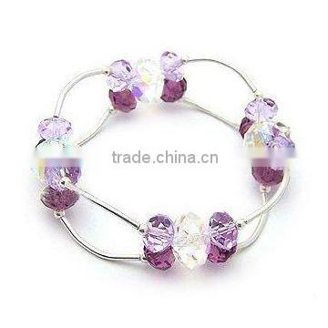 Violet crystal beads bracelet,Double layer alloy chain bracelet,Fashion accessories