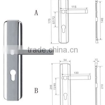Stainless steel door handle with plate
