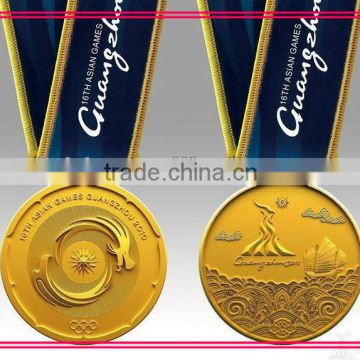 high quaity gold plated medal with riboon