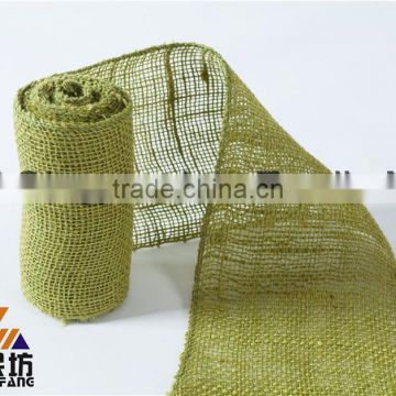 5''*5Y green color burlap ribbon ornaments for wedding party christmas