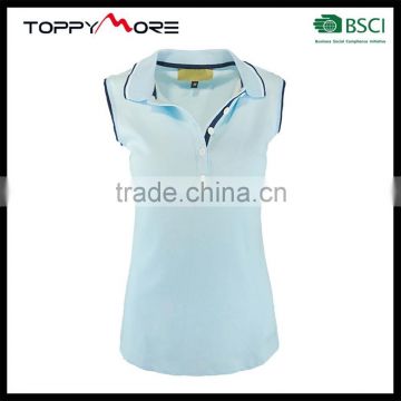 T056-3543B OEM Blank Blue Cotton Pique Polo Shirt