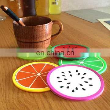 Fruit series waterproof soft pvc rubber round cup mat for advertising gift