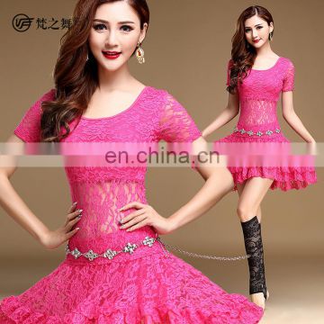 T-5131 High lace popular style two-piece professional belly dance costumes