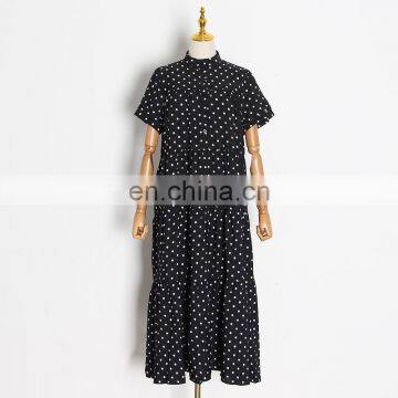 Dresses Fashion Chinese Casual Summer Ladies Women Maxi Dot Print Element Cotton