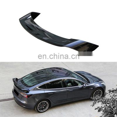 Car Exterior Accessories ABS Material Rear Black Spoiler Fit For Tesla Model 3 With Additional Brake Light