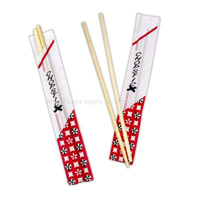 High quality Bulk disposable wooden bamboo chop sticks with customizing chopstick sleeves
