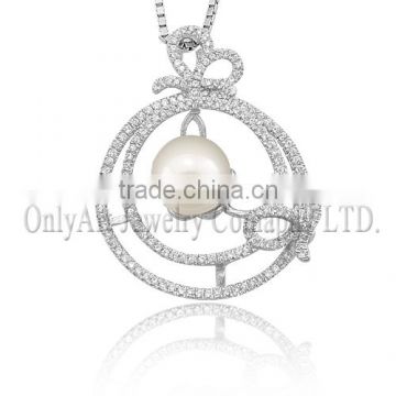 Micro pave CZ pendants 925 sterling sliver pearl pendants