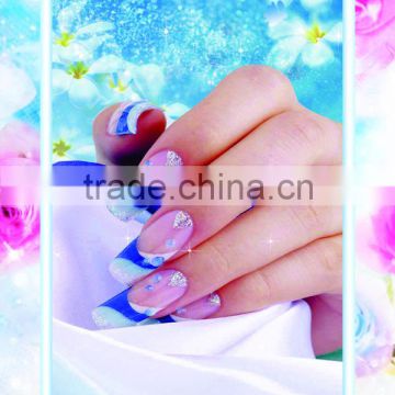 Decorative diamond nail tips with flower and glitter