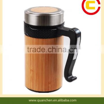 Bamboo water bottle with handle for office