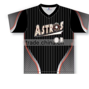 Custom Sublimated Half Sleeves V-Neck Astros Baseball Jersey/T-Shirt made of Moisture Wicking Cool Polyester fabric