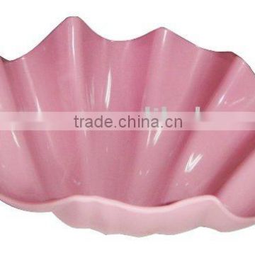 Unique design pink melamine shell flower shaped eating plates