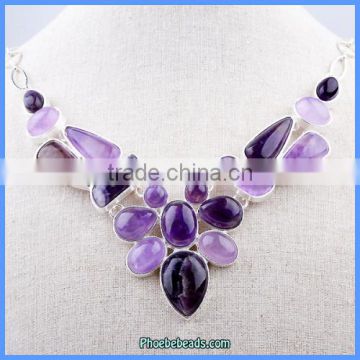 Wholesale Luxury Purple Color Amethyst Gemstone Diamond Necklaces GN-N004
